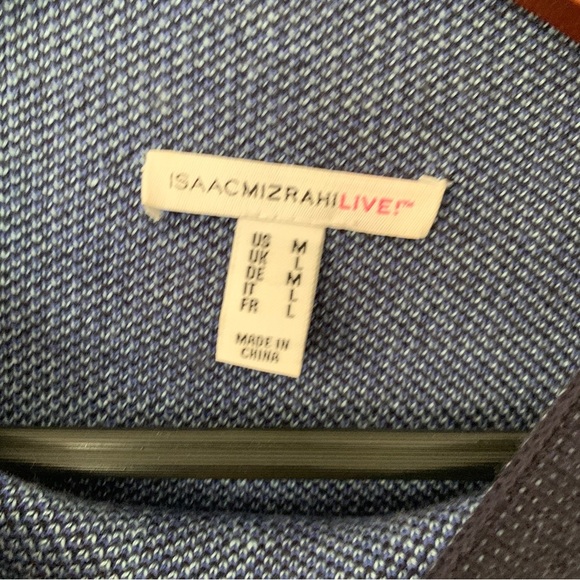 Isaac Mizrahi // Blue Plaid Mock neck sweater with shirttail hem size medium wk2 - Picture 7 of 8